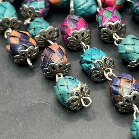 Woven Bead Statement Necklace Unique Fair Trade Fringed Bohemian Classic Boho - Picture 6 of 6